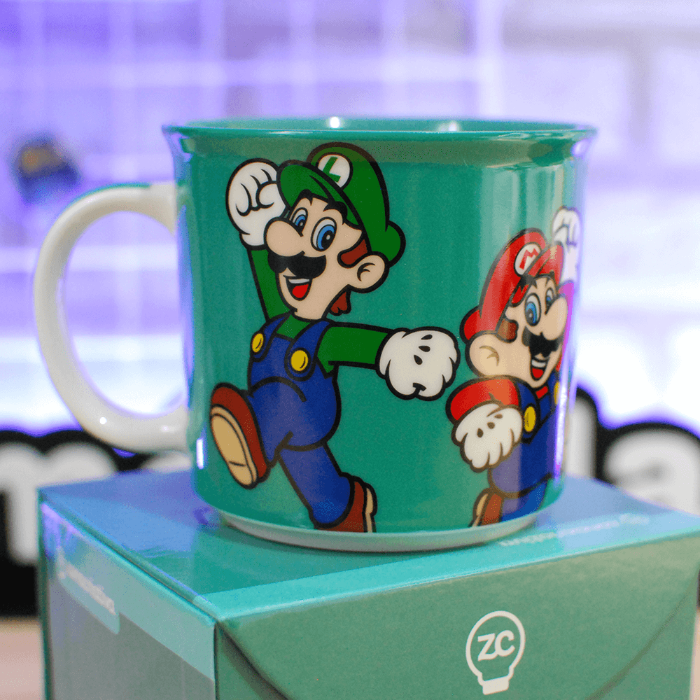 Caneca Tom Mario e Luigi Verde